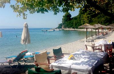 Panormos Beach and the restaurant