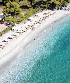 Ftelia Beach Bar on Skopelos Island Greece